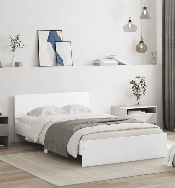 Bettgestell mit Kopfteil Weiß 135x190 cm