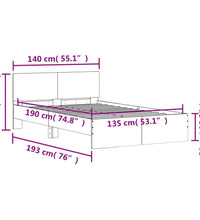 Bettgestell mit Kopfteil Räuchereiche 135x190 cm