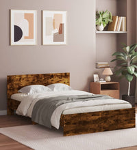 Bettgestell mit Kopfteil Räuchereiche 135x190 cm