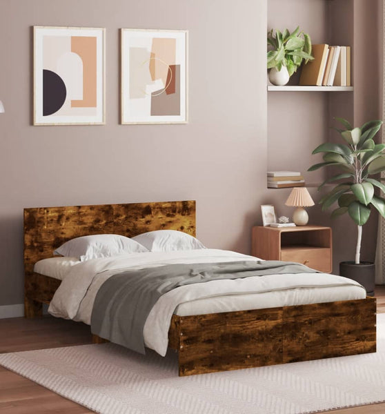Bettgestell mit Kopfteil Räuchereiche 135x190 cm