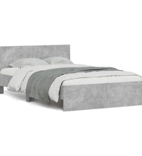 Bettgestell mit Kopfteil Betongrau 120x190 cm