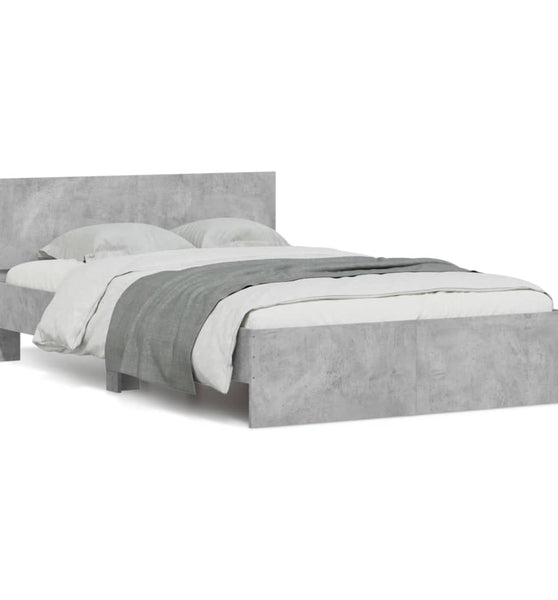 Bettgestell mit Kopfteil Betongrau 120x190 cm