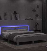 Bettgestell mit Kopfteil und LED-Beleuchtung Weiß 200x200 cm