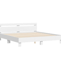 Bettgestell mit Kopfteil und LED-Beleuchtung Weiß 200x200 cm
