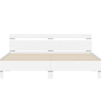 Bettgestell mit Kopfteil und LED-Beleuchtung Weiß 200x200 cm