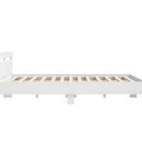 Bettgestell mit Kopfteil und LED-Beleuchtung Weiß 200x200 cm