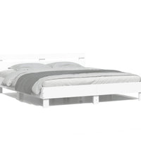 Bettgestell mit Kopfteil und LED-Beleuchtung Weiß 200x200 cm