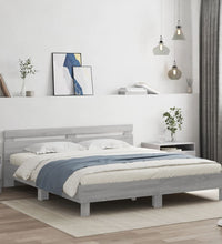 Bettgestell mit Kopfteil und LED-Beleuchtung Grau Sonoma