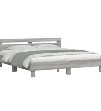 Bettgestell mit Kopfteil und LED-Beleuchtung Grau Sonoma