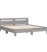 Bettgestell mit Kopfteil und LED-Beleuchtung Grau Sonoma