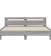 Bettgestell mit Kopfteil und LED-Beleuchtung Grau Sonoma