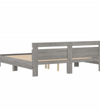 Bettgestell mit Kopfteil und LED-Beleuchtung Grau Sonoma