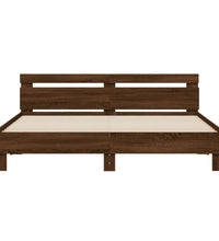 Bettgestell mit Kopfteil und LED-Beleuchtung Braun Eiche-Optik