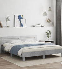 Bettgestell mit Kopfteil und LED-Beleuchtung Betongrau