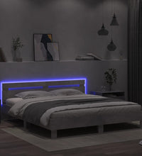 Bettgestell mit Kopfteil und LED-Beleuchtung Betongrau