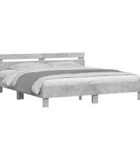 Bettgestell mit Kopfteil und LED-Beleuchtung Betongrau