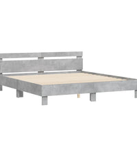 Bettgestell mit Kopfteil und LED-Beleuchtung Betongrau
