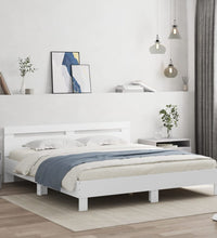 Bettgestell mit Kopfteil und LED-Beleuchtung Weiß 160x200 cm