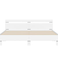 Bettgestell mit Kopfteil und LED-Beleuchtung Weiß 160x200 cm