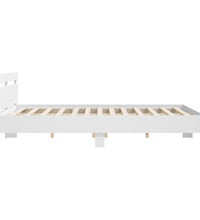 Bettgestell mit Kopfteil und LED-Beleuchtung Weiß 160x200 cm