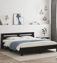 Bettgestell mit Kopfteil und LED-Beleuchtung Schwarz 160x200 cm