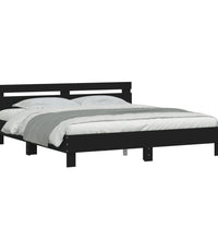 Bettgestell mit Kopfteil und LED-Beleuchtung Schwarz 160x200 cm