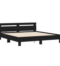 Bettgestell mit Kopfteil und LED-Beleuchtung Schwarz 160x200 cm