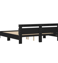 Bettgestell mit Kopfteil und LED-Beleuchtung Schwarz 160x200 cm