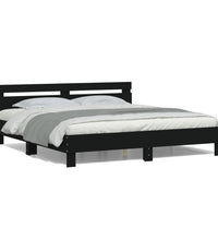 Bettgestell mit Kopfteil und LED-Beleuchtung Schwarz 160x200 cm