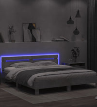 Bettgestell mit Kopfteil und LED-Beleuchtung Betongrau