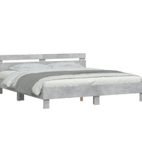 Bettgestell mit Kopfteil und LED-Beleuchtung Betongrau