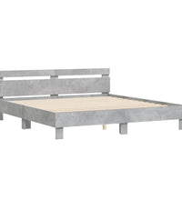 Bettgestell mit Kopfteil und LED-Beleuchtung Betongrau
