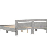 Bettgestell mit Kopfteil und LED-Beleuchtung Betongrau