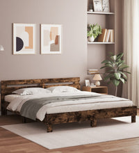 Bettgestell mit Kopfteil und LED-Beleuchtung Räuchereiche