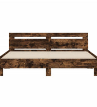 Bettgestell mit Kopfteil und LED-Beleuchtung Räuchereiche