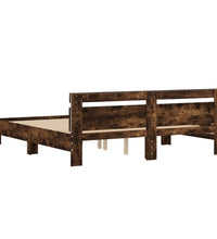 Bettgestell mit Kopfteil und LED-Beleuchtung Räuchereiche