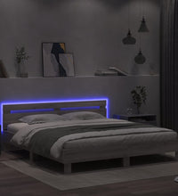 Bettgestell mit Kopfteil und LED-Beleuchtung Grau Sonoma