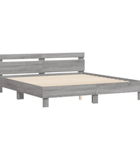 Bettgestell mit Kopfteil und LED-Beleuchtung Grau Sonoma