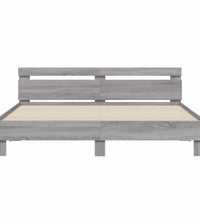 Bettgestell mit Kopfteil und LED-Beleuchtung Grau Sonoma