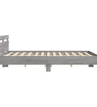 Bettgestell mit Kopfteil und LED-Beleuchtung Grau Sonoma