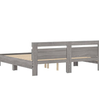 Bettgestell mit Kopfteil und LED-Beleuchtung Grau Sonoma