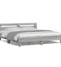 Bettgestell mit Kopfteil und LED-Beleuchtung Grau Sonoma
