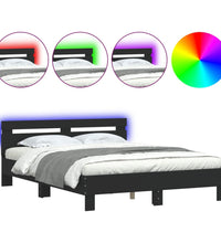 Bettgestell mit LED ohne Matratze Schwarz 150x200 cm