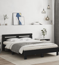 Bettgestell mit LED ohne Matratze Schwarz 150x200 cm