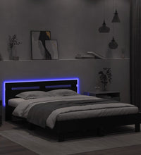 Bettgestell mit LED ohne Matratze Schwarz 150x200 cm