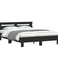 Bettgestell mit LED ohne Matratze Schwarz 150x200 cm