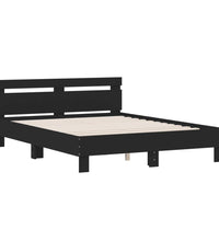 Bettgestell mit LED ohne Matratze Schwarz 150x200 cm