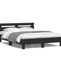 Bettgestell mit LED ohne Matratze Schwarz 150x200 cm