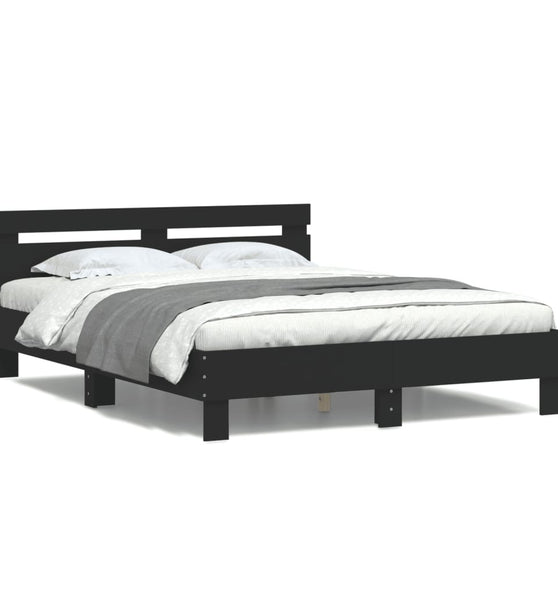 Bettgestell mit LED ohne Matratze Schwarz 150x200 cm