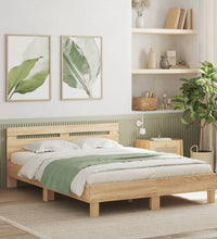 Bettgestell mit Kopfteil LED-Beleuchtung Sonoma-Eiche 150x200cm